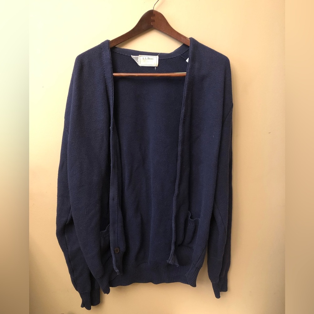 LL Bean 100% Cotton Chunky Knit Cardigan